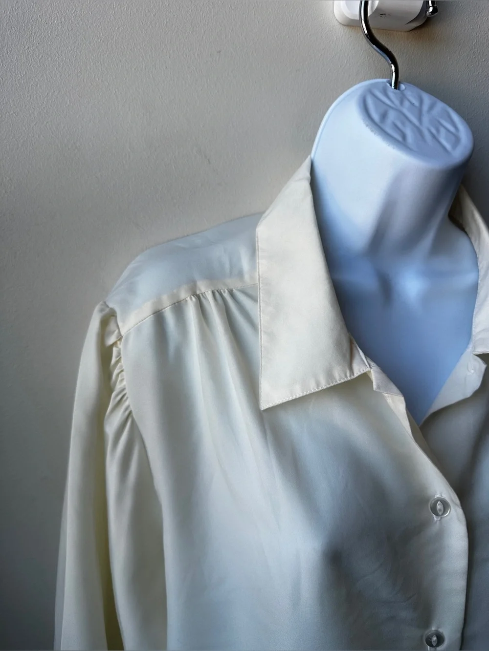 Vintage ACT III Ivory Cottagecore Button Front Blouse Collared Long Sleeve 90s - Picture 5 of 12